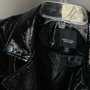 Simply Vera Vera Wang Shiny Faux-Leather Moto jacket